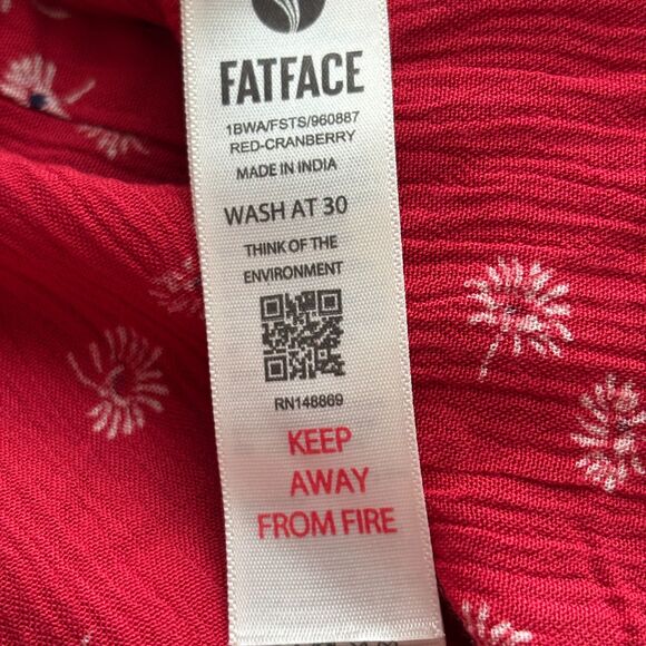 Fat Face UK Women Peasant Top Ditsy Floral Print Short Sleeve Red Size 18 J120 - Picture 7 of 9